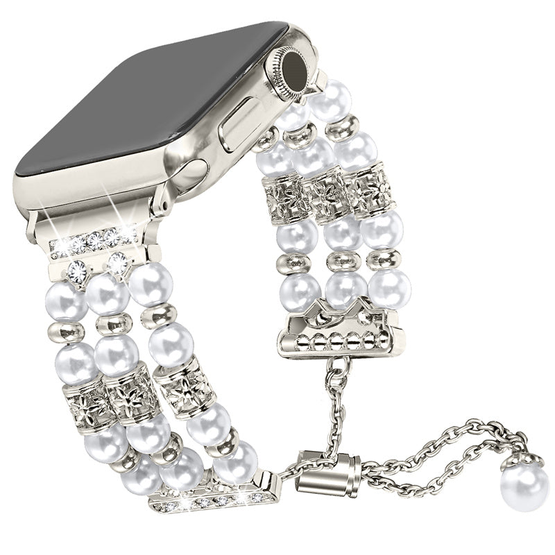 For Apple Watch Series 9 8 7 41mm 6 5 4 SE SE (2022) SE (2023) 40mm 3 2 1 38mm Adjustable Watch Band Pearl Bracelet Replacement Stretch Strap For Apple Watch Series 9 8 7 41mm 6 5 4 SE SE (2022) SE (2023) 40mm 3 2 1 38mm Adjustable Watch Band Pearl Bracelet Replacement Stretch Strap